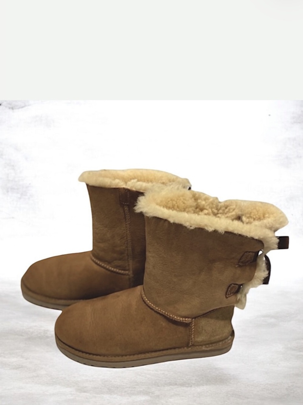Ugg Bailey II Chestnut Sheepskin Bow Boots Size 6US